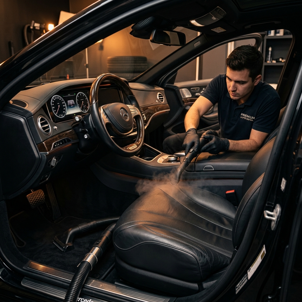 Interior Deep Clean steam cleaning and leather conditioning